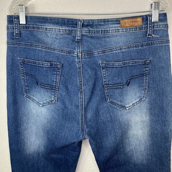 KY Creation high-waist Blue Jeans Straight Leg Raw Hem Size XXL-T5, Cotton blend - Picture 5 of 8